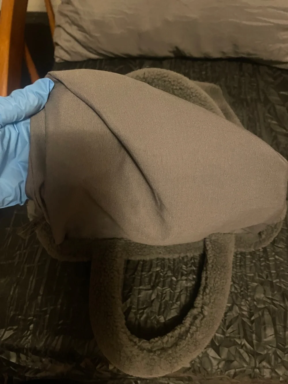 Prada Gray Sherpa Tote with White Logo - Picture 7 of 17